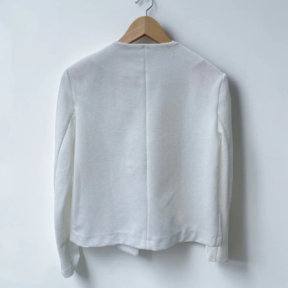 Mango Open-Front Textured White Blazer Jacket With Pockets Womens Size S - Picture 4 of 4